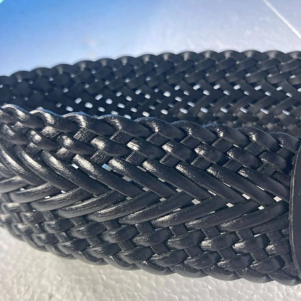 Coldwater Creek SZ S Black braided leather statement belt wear Hip or waist